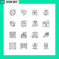 16 iconos creativos signos y símbolos modernos de producción de relojes granja hombre agricultura elementos de diseño vectorial editables vector