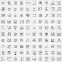 paquete de 100 iconos de líneas universales para móviles y web vector