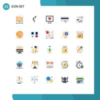 Pictogram Set of 25 Simple Flat Colors of report file heart up money Editable Vector Design Elements