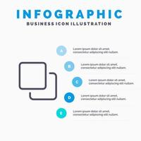 Four Media Quadruple Stack Line icon with 5 steps presentation infographics Background vector