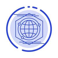 Globe Polygon Space Idea Blue Dotted Line Line Icon vector