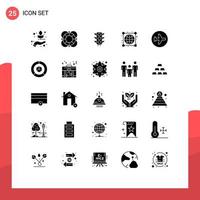 Universal Icon Symbols Group of 25 Modern Solid Glyphs of aero plane worldwide support globe road Editable Vector Design Elements