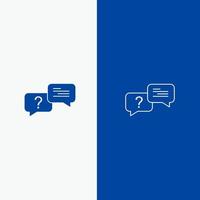 burbuja de chat mensaje emergente línea y glifo icono sólido banner azul línea y glifo icono sólido banner azul vector