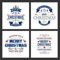 Merry Christmas typography set vector