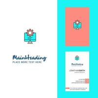 Computer setting Creative Logo and business card vertical Design Vector