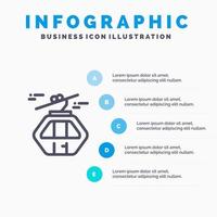 icono de línea de escandinavia de góndola de canadá ártico alpino con fondo de infografía de presentación de 5 pasos vector