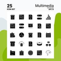 25 Multimedia Icon Set 100 Editable EPS 10 Files Business Logo Concept Ideas Solid Glyph icon design vector