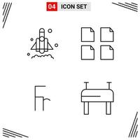 4 Icons Line Style Grid Based Creative Outline Symbols for Website Design Simple Line Icon Signs Isolated on White Background 4 Icon Set Creative Black Icon vector background