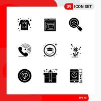 Modern Set of 9 Solid Glyphs Pictograph of graduation cap education star signals receiver Editable Vector Design Elements