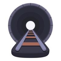 Tunnel railway icon, cartoon style vector