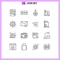 Modern Set of 16 Outlines and symbols such as growth glass password fruit juice circus Editable Vector Design Elements