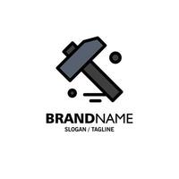 Construction Hammer Tool Business Logo Template Flat Color vector