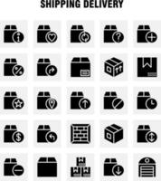 paquete de iconos de glifo sólido de entrega de envío para diseñadores y desarrolladores iconos de envío envío caja de carga paquete de entrega paquetes vector