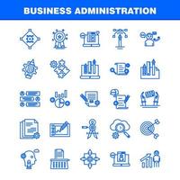 los iconos de la línea de administración de negocios establecidos para el kit de uxui móvil de infografía y el diseño de impresión incluyen el gráfico dólar negocio dinero configuración de engranajes lápiz escritura eps 10 vector