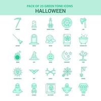 25 conjunto de iconos de halloween verde vector