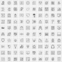 paquete de 100 iconos de líneas universales para móviles y web vector