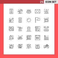 Pictogram Set of 25 Simple Lines of gardening autumn louck photo focus Editable Vector Design Elements