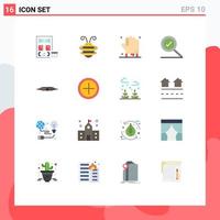 Pack of 16 Modern Flat Colors Signs and Symbols for Web Print Media such as moustache found ladybird complete hand Editable Pack of Creative Vector Design Elements