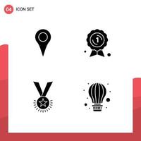 Pack of Modern Solid Glyphs Signs and Symbols for Web Print Media such as geo location honor pin badge rank Editable Vector Design Elements