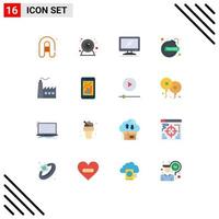 Flat Color Pack of 16 Universal Symbols of construction building device tax debt Editable Pack of Creative Vector Design Elements