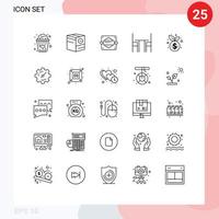 25 Universal Lines Set for Web and Mobile Applications business interior bakery furniture chair Editable Vector Design Elements