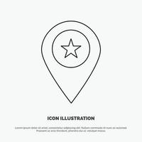 Star Location Map Marker Pin Line Icon Vector
