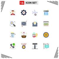 Group of 16 Modern Flat Colors Set for auditing web flight tab browser Editable Pack of Creative Vector Design Elements