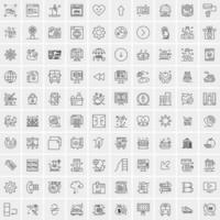 paquete de 100 iconos de líneas universales para móviles y web vector