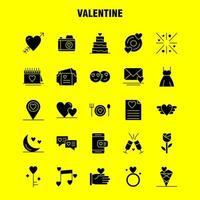 iconos de glifo sólido de san valentín establecidos para infografías kit uxui móvil y diseño de impresión incluyen disco cd amor san valentín mano romántica amor conjunto de iconos de san valentín vector