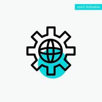 World Globe Setting Technical turquoise highlight circle point Vector icon