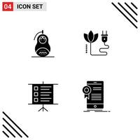 conjunto de 4 iconos de interfaz de usuario modernos símbolos signos para fraude negocio paz energía presentación elementos de diseño vectorial editables vector