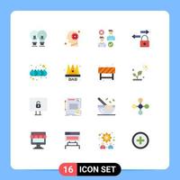 Pictogram Set of 16 Simple Flat Colors of traffic data mind cancel job Editable Pack of Creative Vector Design Elements