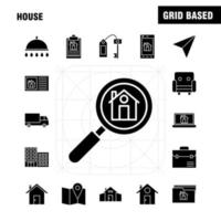 House Solid Glyph Icon for Web Print and Mobile UXUI Kit Such as Paper Plane Paper Plane Startup House Magnifying Glass Pictogram Pack Vector