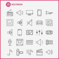 icono de línea multimedia para impresión web y kit de uxui móvil, como teléfono móvil, teléfono inteligente, llamada, cámara, archivo, foto, diapositiva, pictograma, paquete, vector