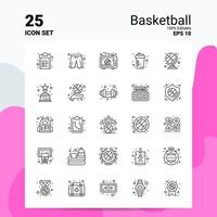 25 Basketball Icon Set 100 Editable EPS 10 Files Business Logo Concept Ideas Line icon design vector