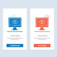 monitorear video de vigilancia de privacidad en línea ver azul y rojo descargar y comprar ahora plantilla de tarjeta de widget web vector