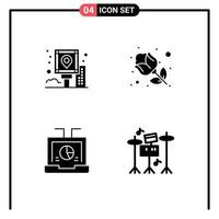 Set of Commercial Solid Glyphs pack for city business post red laptop Editable Vector Design Elements