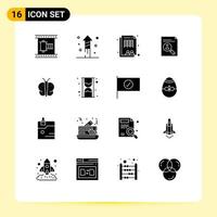 Universal Icon Symbols Group of 16 Modern Solid Glyphs of staff cv employee curriculum application Editable Vector Design Elements