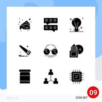 User Interface Pack of 9 Basic Solid Glyphs of spring eye creativity glasses hand Editable Vector Design Elements