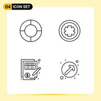 Pictogram Set of 4 Simple Filledline Flat Colors of chart document medical test money Editable Vector Design Elements