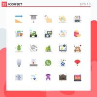 Pictogram Set of 25 Simple Flat Colors of store online zoom cart measurement Editable Vector Design Elements