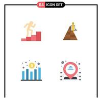 Set of 4 Modern UI Icons Symbols Signs for career increase space space craft revenue Editable Vector Design Elements