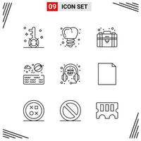 9 Icons Line Style Grid Based Creative Outline Symbols for Website Design Simple Line Icon Signs Isolated on White Background 9 Icon Set Creative Black Icon vector background