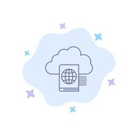 Cloud Reading Folder Upload Blue Icon on Abstract Cloud Background vector