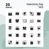 25 Valentines Day Icon Set 100 Editable EPS 10 Files Business Logo Concept Ideas Solid Glyph icon design vector