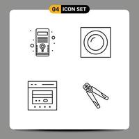 Pictogram Set of 4 Simple Filledline Flat Colors of computer cash system light ecommerce Editable Vector Design Elements