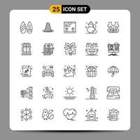 Paquete de 25 iconos negros símbolos de contorno signos para diseños receptivos sobre fondo blanco 25 iconos establecidos fondo de vector de icono negro creativo