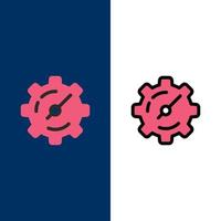 Gear Setting Timer  Icons Flat and Line Filled Icon Set Vector Blue Background