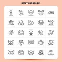 OutLine 25 Happy Mothers Day Icon set Vector Line Style Design Black Icons Set Linear pictogram pack Web and Mobile Business ideas design Vector Illustration