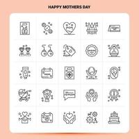 esquema 25 conjunto de iconos de feliz día de la madre diseño de estilo de línea vectorial conjunto de iconos negros paquete de pictogramas lineales diseño de ideas de negocios web y móviles ilustración vectorial vector